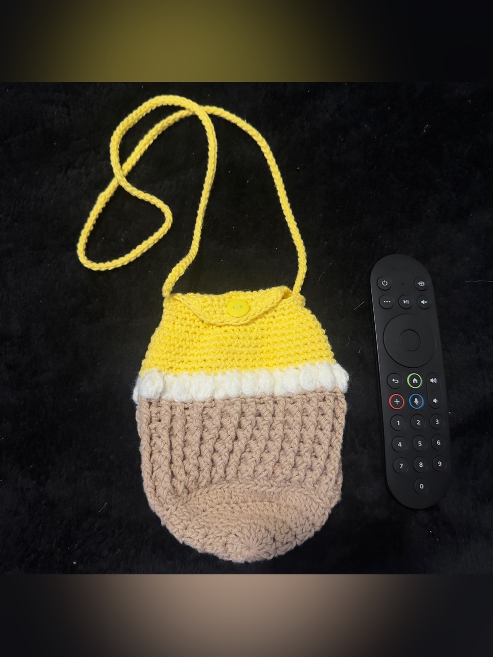 Handmade Yellow and Tan Knit Crossbody Bag